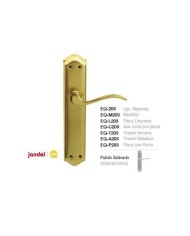 MANIVELA EQ203 LATON BRILLO C/BOCALLAVE 85MM JANDEL (JUEGO)