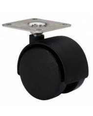 RUEDA GIRATORIA  PLASTICO CON PLACA 50 MM.