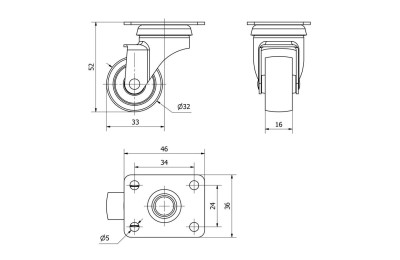 RUEDA GIRATROIA TW0164 484-30 CON PLACA