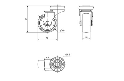 RUEDA GIRATORIA TW0169 480-40 CON ESPIGA