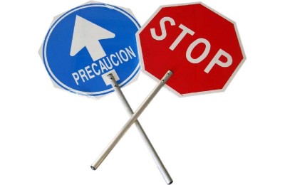 PALETA STOP-PRECAUCION JAR MANGO ALUMINIO