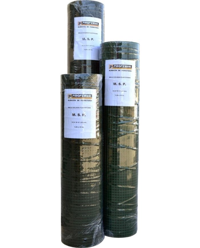 MALLA PLASTIFICADA GUMHA 16X16 100CM. VERDE R/25MT.