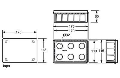 CAJA EMPALME EMPOTRAR 160X100X50 RF.3202