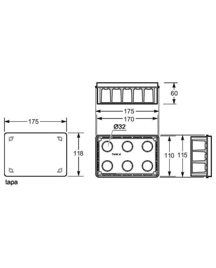 CAJA EMPALME EMPOTRAR FAMATEL 160X100X50 RF.3202