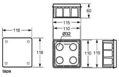 CAJA EMPALME EMPOTRAR 100X100X45 RF.3201