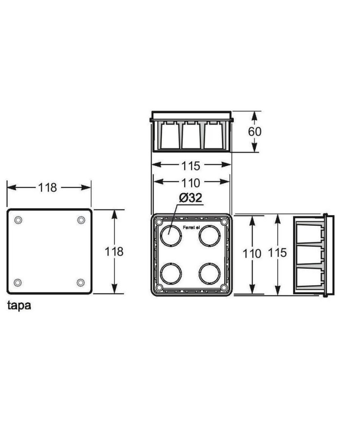 CAJA EMPALME EMPOTRAR FAMATEL 100X100X45 RF.3201
