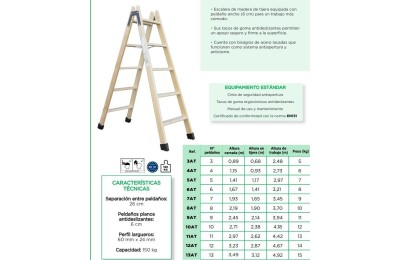 ESCALERA MADERA PLANO  4 PELDAÑOS