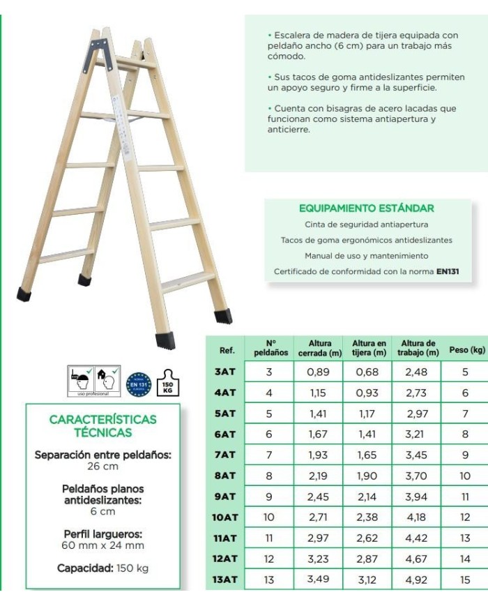 ESCALERA MADERA PLANO  4 PELDAÑOS