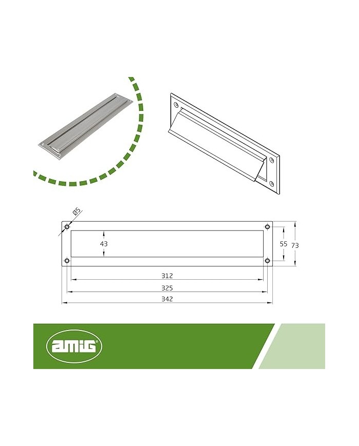 BOCACARTAS AMIG MOD.2 INOX 342X73CMS.
