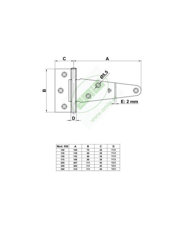 BISAGRA ZINCADA MOD. 550 AMIG 150MM.