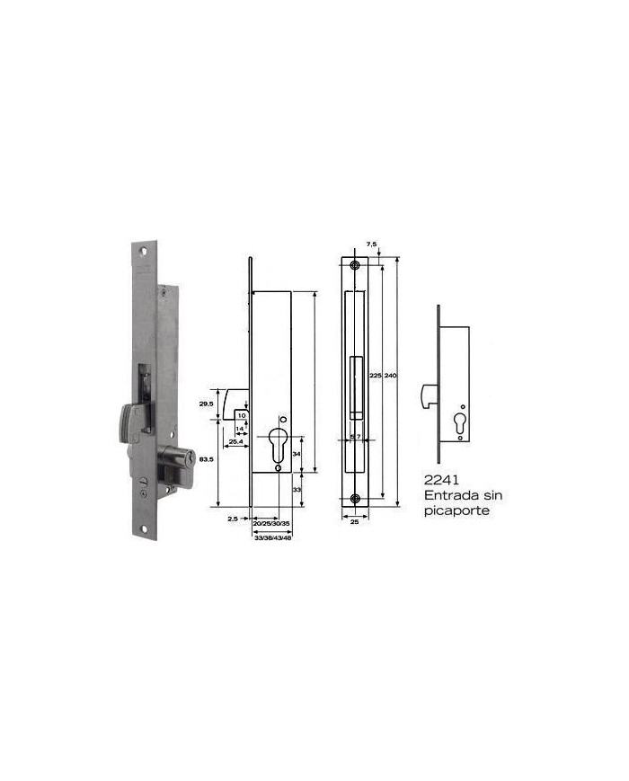 CERRADURA TESA 2241-20-3 NI (GANCHO)