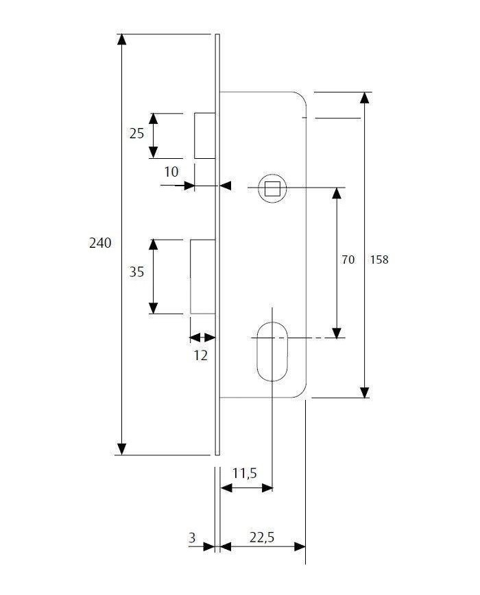 CERRADURA TESA 2220-12 NM (CILINDRO OVALADO).
