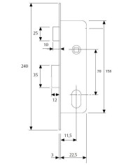 CERRADURA TESA 2220-12 NM (CILINDRO OVALADO).