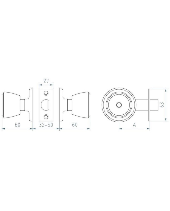 CERRADURA MCM-POMO 510-3/3 LATON MATE(POMO/POMO).
