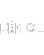 CERRADURA MCM-POMO 510-3/3 LATON MATE(POMO/POMO).
