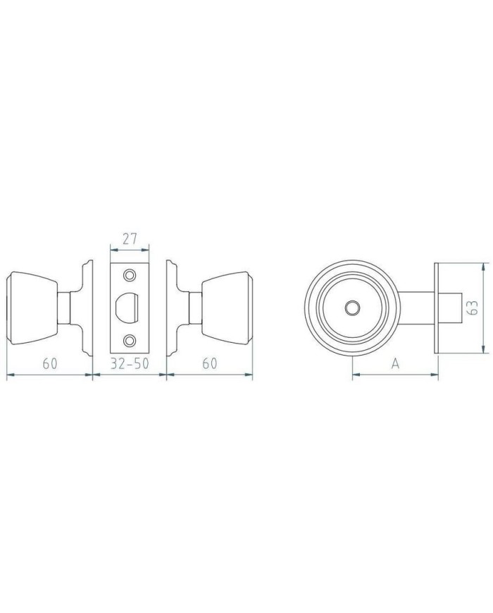 CERRADURA MCM-POMO 509-3/3 LATON MATE(CONDENA/POMO).