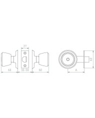 CERRADURA MCM-POMO 509-3/3 LATON MATE(CONDENA/POMO).