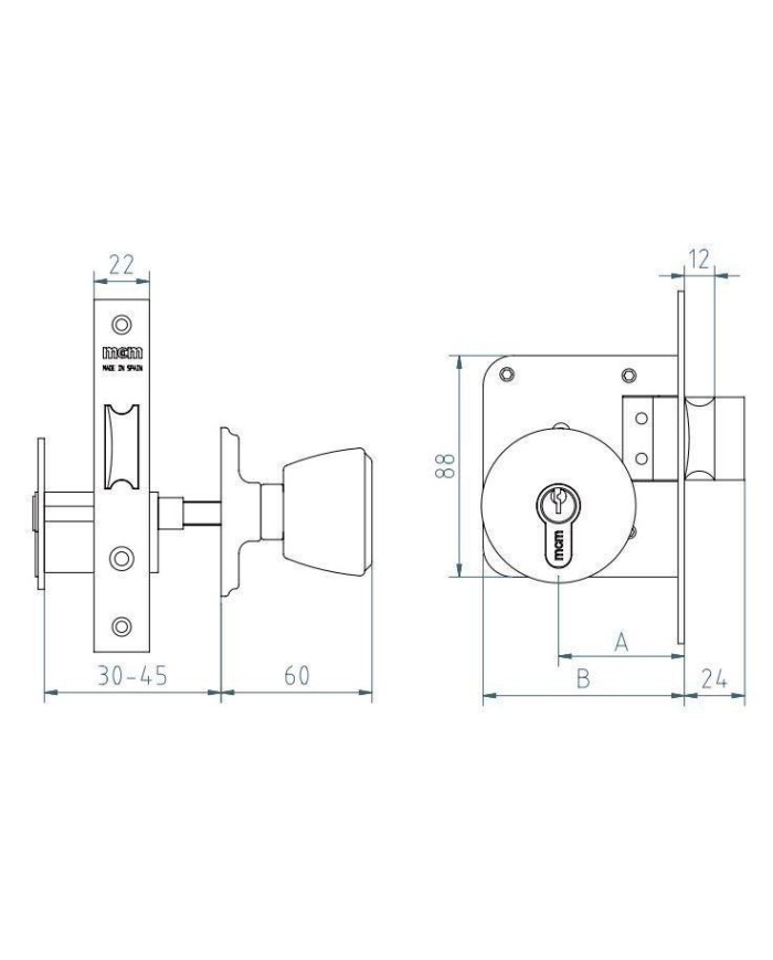 CERRADURA MCM-POMO 1561-3/50 MM.