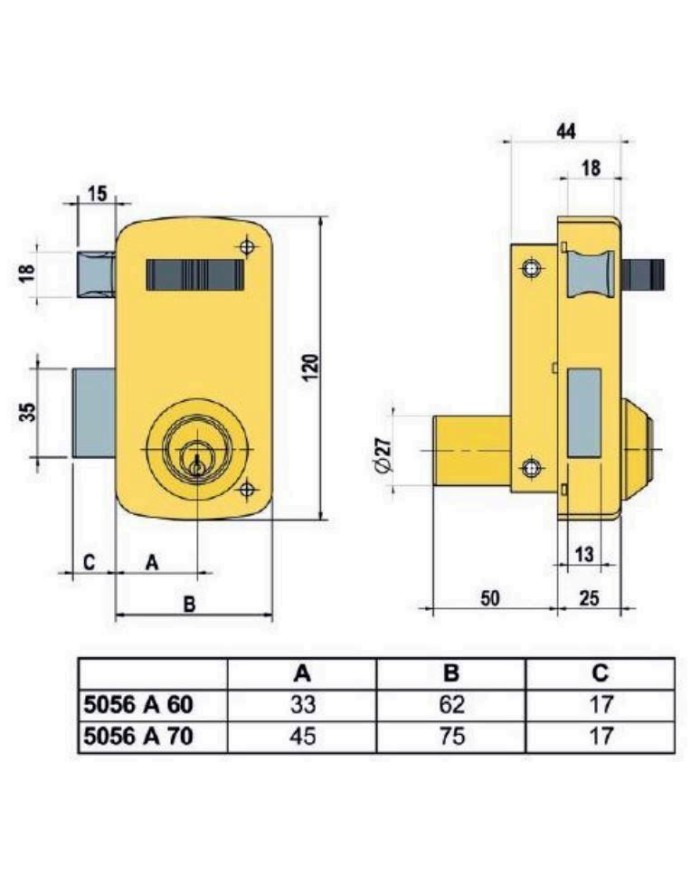 CERRADURA LINCE 5056-A- 70 DERECHA