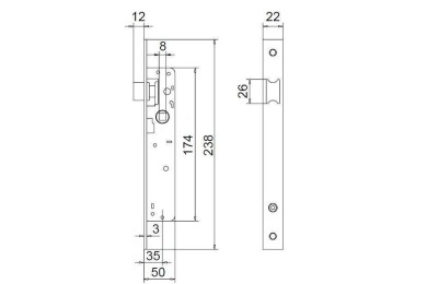 CERRADURA ISEO MODELO 749-20 SOLO PICAPORTE