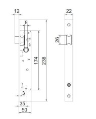 CERRADURA ISEO MODELO 749-20 SOLO PICAPORTE