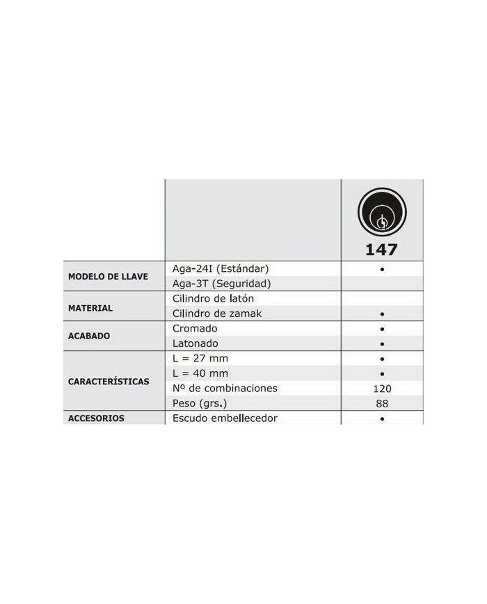 CERRADURA CON PULSADOR AGA R-147 CROMADA P1470C014