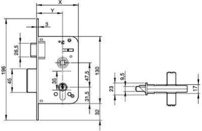 CERRADURA YALE Nº600/60 MM. 35MM HL.