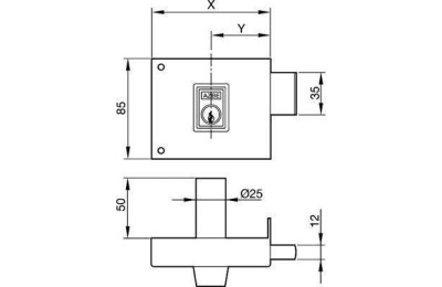 CERRADURA YALE Nº124HP 100MM DERECHA