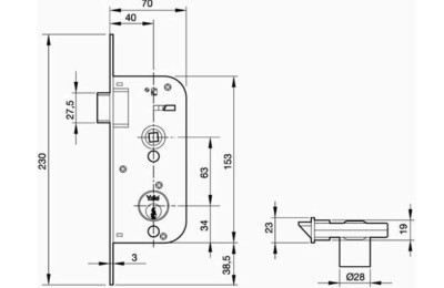 CERRADURA YALE 48-E/80MM-HL. (LLAVE/POMO)