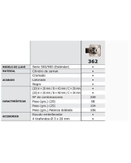 CERRADURA ARMARIO AGA R362 CILINDRO 25MM C3620C25000