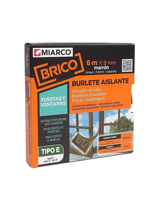 BURLETE MIARCO ADHESIVO CAUCHO MARRON 9MMX6MT