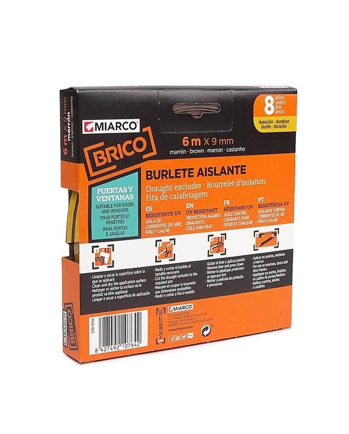 BURLETE MIARCO ADHESIVO CAUCHO BLANCO 9MMX6MT