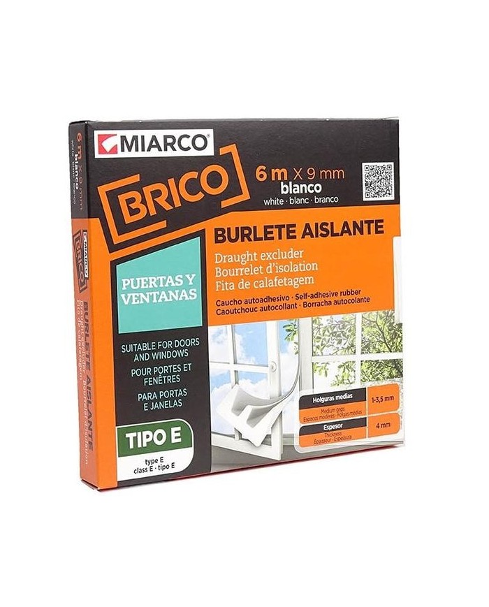 BURLETE MIARCO ADHESIVO CAUCHO BLANCO 9MMX6MT