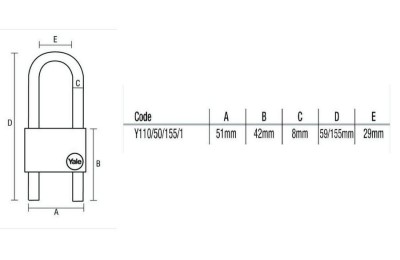 CANDADO YALE ARCO AJUSTABLE Y110/50/155/1