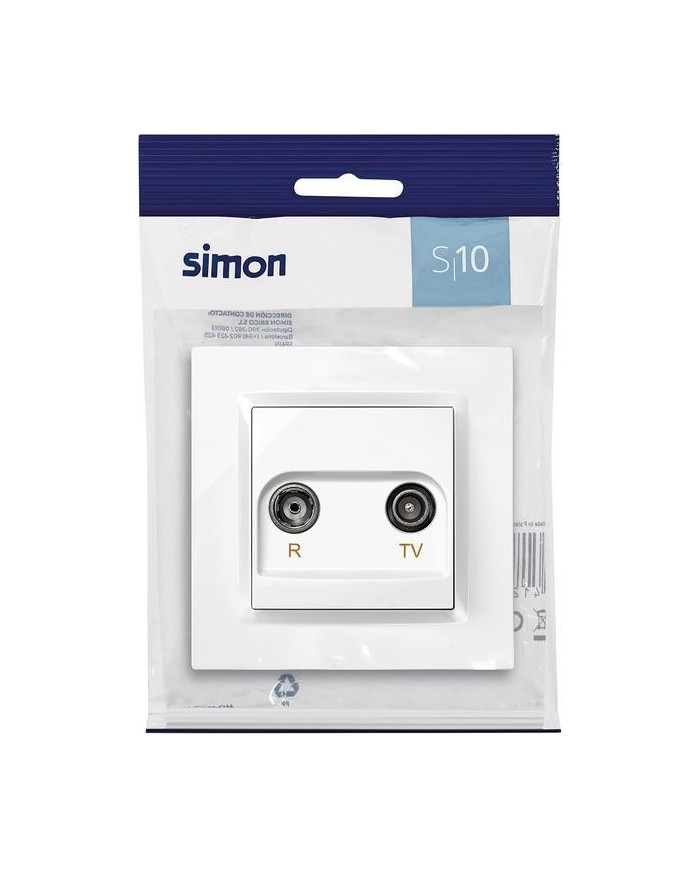TOMA RADIO/TV FINAL EMPOTRAR SIMON 10 BLANCO 8'4X8'4X4'5CMS. F1090486030