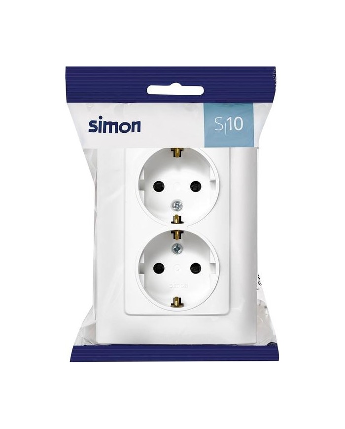 BASE ENCHUFE EMPOTRAR SIMON 10 DOBLE BLANCO 12X8'3X4'85CMS. F1091459030