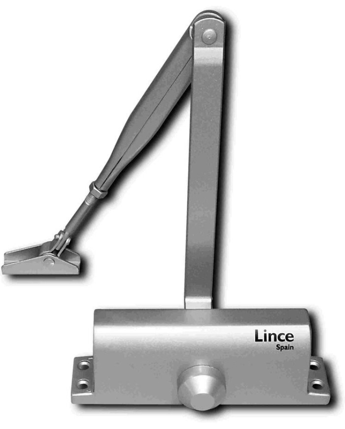 CIERRAPUERTAS LINCE CPA23P SIN RETENEDOR PLATA (PUERTAS 40 KG). CPA23P