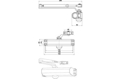 CIERRAPUERTAS LINCE CPA23RP CON RETENEDOR PLATA (PUERTAS 40 KG).