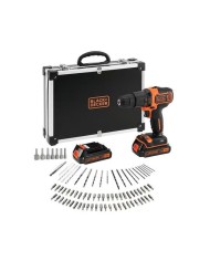 TALADRO PERCUTOR 18V BLACK & DECKER 2 BATERIAS 80ACCESORIOS Y MALETIN
