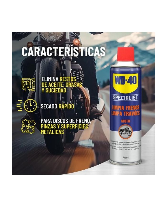 LIMPIA FRENOS WD40 MOTO SPECIALIST 500ML.