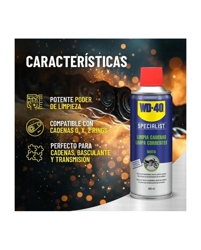 LIMPIA CADENAS WD40 MOTO SPECIALIST 400ML.            34138