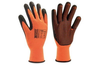 GUANTES NYLON NITRILO T-10 FOAM NARANJA (PAR)