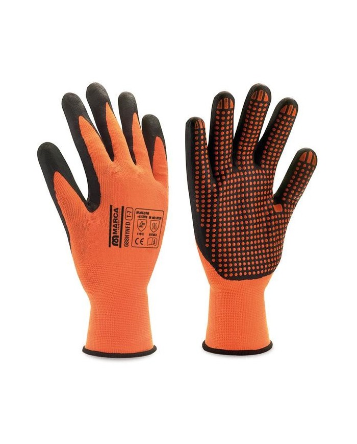 GUANTES NYLON NITRILO TALLA 10 FOAM NARANJA (PAR)