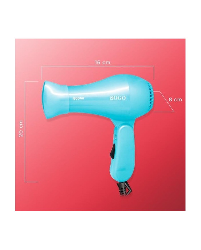 SECADOR DE PELO DE VIAJE SOGO  800 W. AZUL