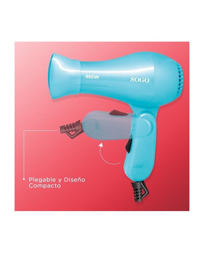 SECADOR DE PELO DE VIAJE SOGO  800 W. AZUL