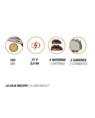MOTOSIERRA 21V. 150MM. 2BAT.2,0AH ALTUNA