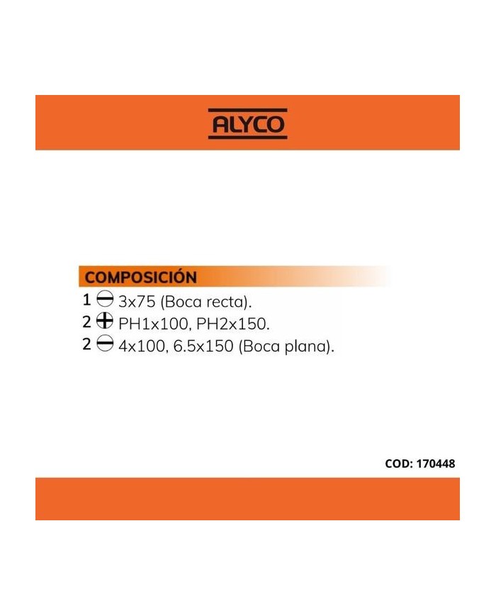 DESTORNILLADOR ALYCO RANURADOS Y PHILLIPS (JGO 5 PZS.)