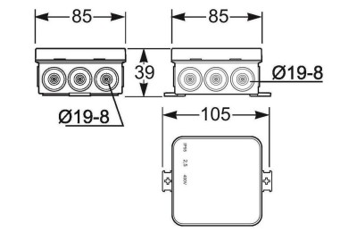 CAJA EMPALME ESTANCA  85X85 GRIS RF.3052