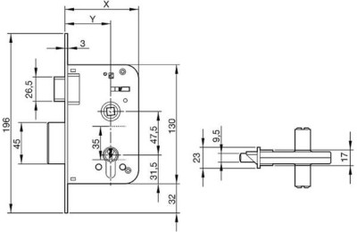 CERRADURA YALE Nº600/90 MM. 60MM HN.