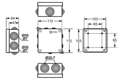 CAJA EMPALME ESTANCA 100X100X55 GRIS 3011